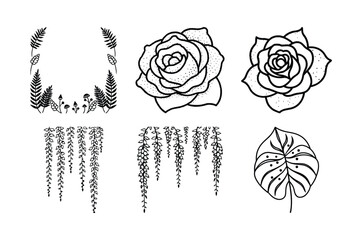 Wall Mural - Beautiful vintage rose and flower vector illustrations create a seamless floral pattern design, perfect for nature-inspired art and decoration