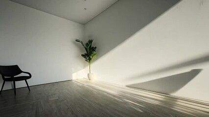 Poster - Empty room with a chair and plant
