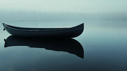Poster - Foggy lake with a canoe