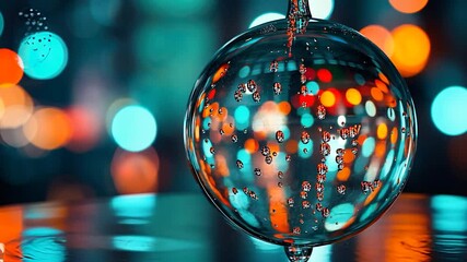 Poster - Glass sphere reflecting city lights