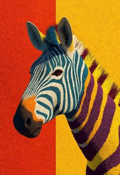 Colorful zebra on a colored background.