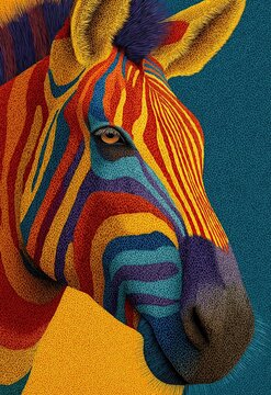 Colorful zebra on a colored background.