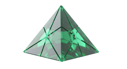 Aufkleber - Green glass pyramid shining on white background
