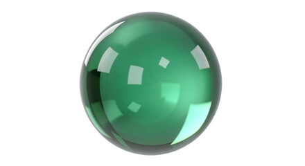 Poster - Green glass sphere reflecting light on white background