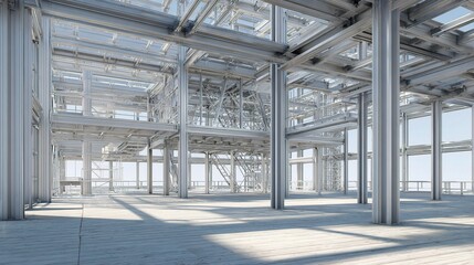 Poster - High Detail BIM Model Rendering of Steel Frame Structure Interior