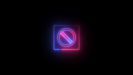 Poster - Neon Prohibition Sign A Glowing Symbol of Restriction in a Dark Void vibrant neon prohibition