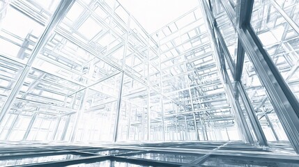Poster - Transparent 3D Steel Structure Model Rendering for Architectural Use