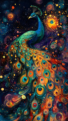 Poster - Peacock abstract painting pattern.