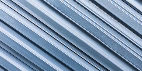 Poster - Close up view of parallel metallic lines in blue tones Generative AI