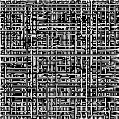 black and white data grid, abstract futuristic matrix pattern
