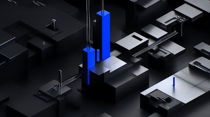 Abstract blocks with wires and pillars
