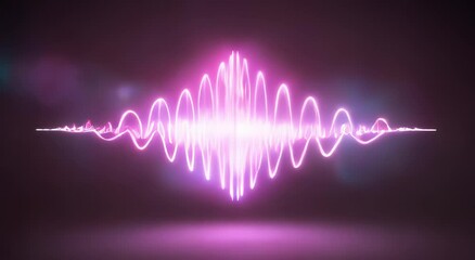 Poster - Abstract sound wave graphic in vibrant pink against dark background  