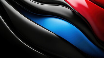 Poster - Visual design with black, blue and red colors, abstract lines and curves, gaming elements, background wallpaper AI generated image