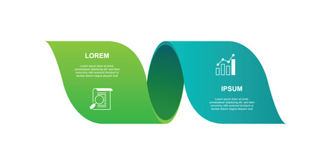 Fototapete - 2 step infographic template element. Vector label layout with paper style suitable for business information and web presentation.