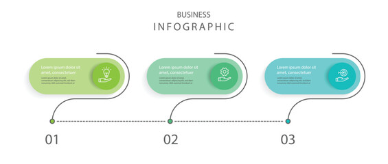 Fototapete - 3 step infographic template. Business information graphic with icons. Label presentation with 3 option.