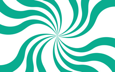 Poster - Abstract high-energy radial burst design with bright teal and white wavy stripes. Symmetrical curved segments, a hypnotic, sunburst optical illusion. Swirling motion dynamic vintage pop-art.