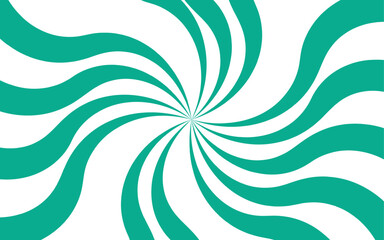 Aufkleber - Abstract high-energy radial burst design with bright teal and white wavy stripes. Symmetrical curved segments, a hypnotic, sunburst optical illusion. Swirling motion dynamic vintage pop-art.