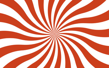Poster - Abstract high-energy radial burst design with bright red and white wavy stripes. Symmetrical curved segments, a hypnotic, sunburst optical illusion. Swirling motion dynamic vintage pop-art.