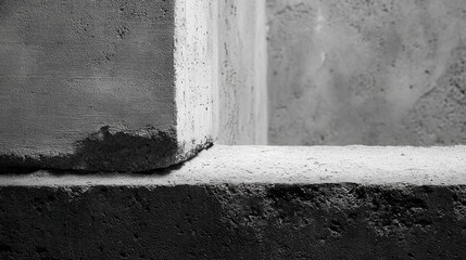 Aufkleber - Abstract Concrete Block Corner in Monochrome, Representing Industrial Strength and Architectural Minimalism for Construction and Design Projects : Generative AI