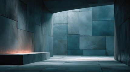 Aufkleber - Minimalist Concrete Room With Light and Shadow, Ideal for Architectural Visualization and Product Showcase, Representing Modernity and Innovation : Generative AI