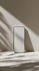 Aufkleber - Smartphone Mockup With Blank Screen Against Wall With Shadow, Ideal for Mobile App Promotion and Digital Marketing Campaigns : Generative AI