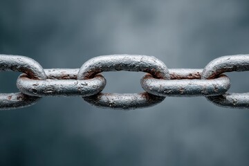 Aufkleber - Close-Up of a Silver Metal Chain Link Against a Dark Backdrop, Symbolizing Security and Industrial Strength for Infrastructure Projects : Generative AI