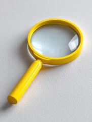 Aufkleber - Yellow Magnifying Glass on White Textured Surface, Representing Investigation and Detailed Analysis for Business Solutions and Scientific Discovery : Generative AI