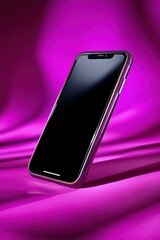 Aufkleber - Modern Smartphone on Pink Fabric, Showcasing Mobile Technology and Digital Communication for Business Promotion and Social Media Marketing Campaigns : Generative AI