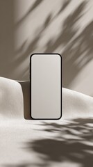 Aufkleber - Smartphone Mockup on Neutral Surface with Leaf Shadows, Ideal for App Promotion and Digital Marketing Campaigns : Generative AI