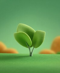 Poster - Stylized Green Tree Sprout on a Grassy Hill, Representing Growth and Environmental Awareness for Sustainable Future : Generative AI
