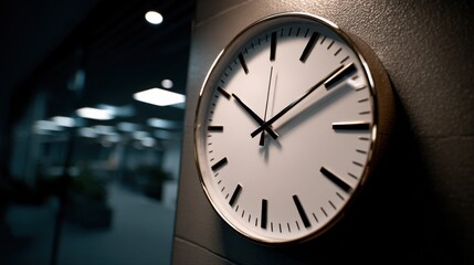 Aufkleber - Wall Clock in Modern Office Setting, Symbolizing Time Management and Deadline Urgency in Corporate Environment : Generative AI