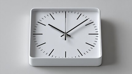Poster - Minimalist Square Clock on Gray Wall, Symbolizing Time Management and Punctuality in Business and Everyday Life, Emphasizing Efficiency and Deadlines : Generative AI