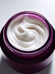 Aufkleber - Close-Up of Moisturizing Cream in Purple Jar, Representing Beauty and Self-Care Routine for Cosmetic Product Marketing : Generative AI