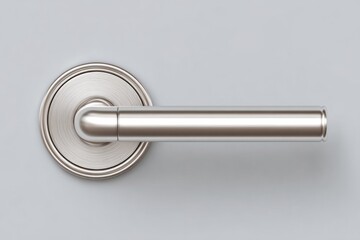Aufkleber - Satin Nickel Door Handle on Gray Background, Illustrating Home Improvement and Security Solutions for Modern Living Spaces and Real Estate Marketing : Generative AI
