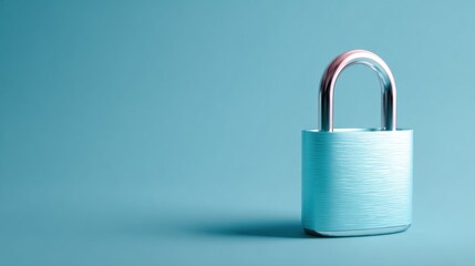 Leinwandbilder - Teal Padlock on Light Blue Backdrop, Symbolizing Data Security and Protection for Cybersecurity Solutions and Digital Privacy : Generative AI