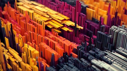 Aufkleber - Abstract colorful blocks layered city landscape