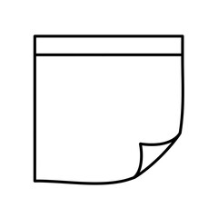 Naklejka na meble Sticky Note Icon Black Line Art Square Shape Outline Showcasing Peeled Corner For Reminder Or Memo Symbol