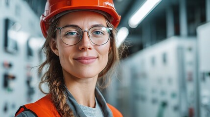 Poster - Professional Female Engineer in Industrial Setting with Safety Gear