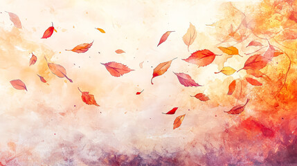 Wall Mural - painting of autumn leaves falling from the sky