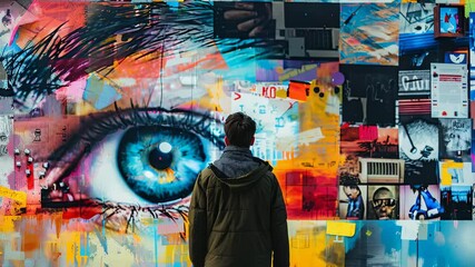 Poster - Exploring vibrant street art with bold colors and captivating designs in an urban environment