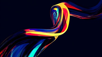 Poster - Abstract colorful ribbon flowing through the dark