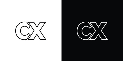 Aufkleber - Letter C and X, CX logo design template. Minimal monogram initial based logotype.