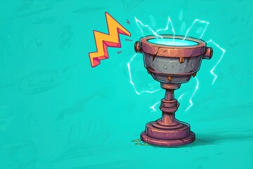 Poster - Unique trophy design with a vibrant blue background featuring lightning effects and decorative elements