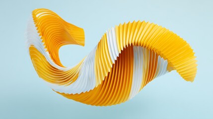 Poster - Abstract yellow and white flowing ribbons