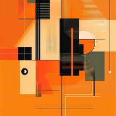 Poster - Orange modern abstract background with geometric shapes.