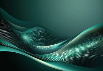 Fototapete - A green wave with dots on it