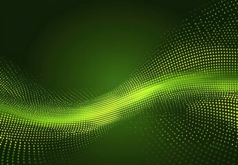 Fototapete - A green wave with many dots on it