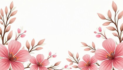 Poster - Elegant floral pattern on white background. Delicate pink flower design element perfect for textile design wallpaper scrapbooking invitation background. Modern design provides clean aesthetic,