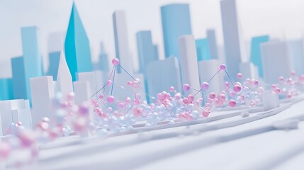 Poster - Abstract city with interconnected network nodes