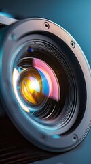 Poster - Macro Lens Detail: Vibrant Color Refraction Creates Abstract Light Patterns and Bokeh Effect in Shallow Depth of Field.